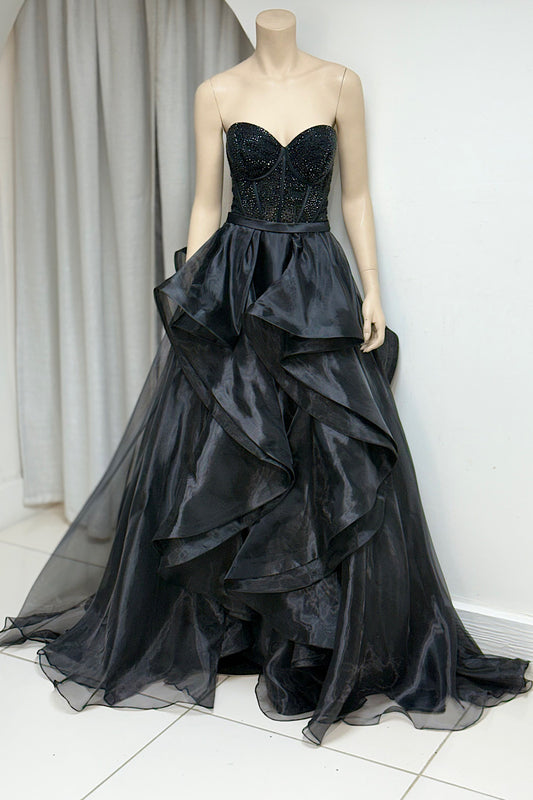 Studded Corset Top Layered Organza  Formal