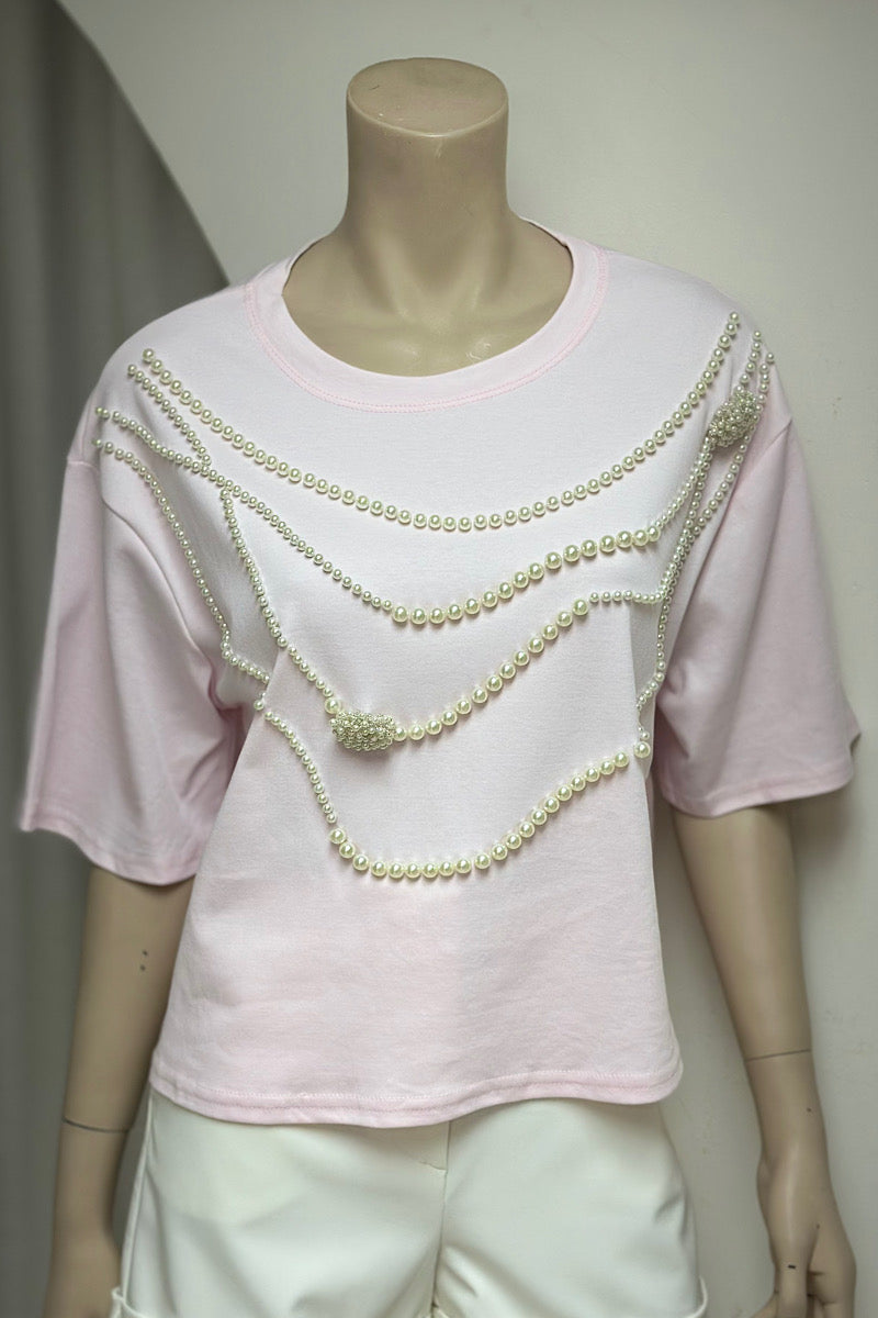 Pearl Studded Oversized Top