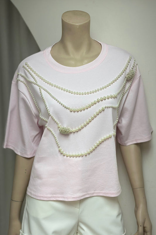 Pearl Studded Oversized Top