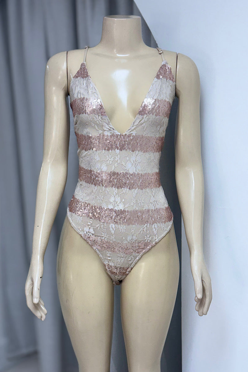 Nude Sequin Curvy Bodysuit