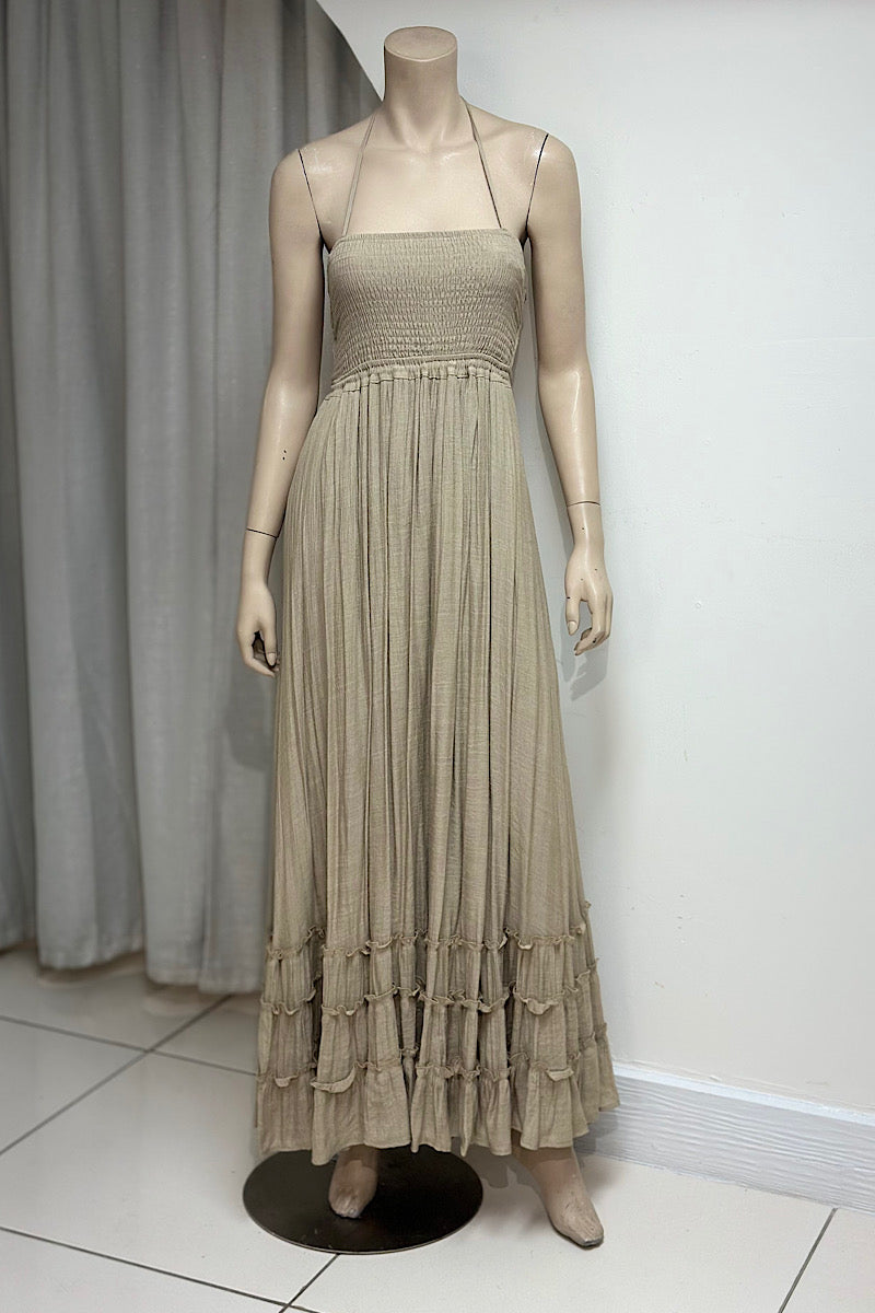 Halter Smock Top Maxi Dress