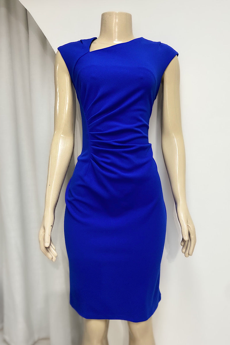 Royal Blue Side Ruched Dress