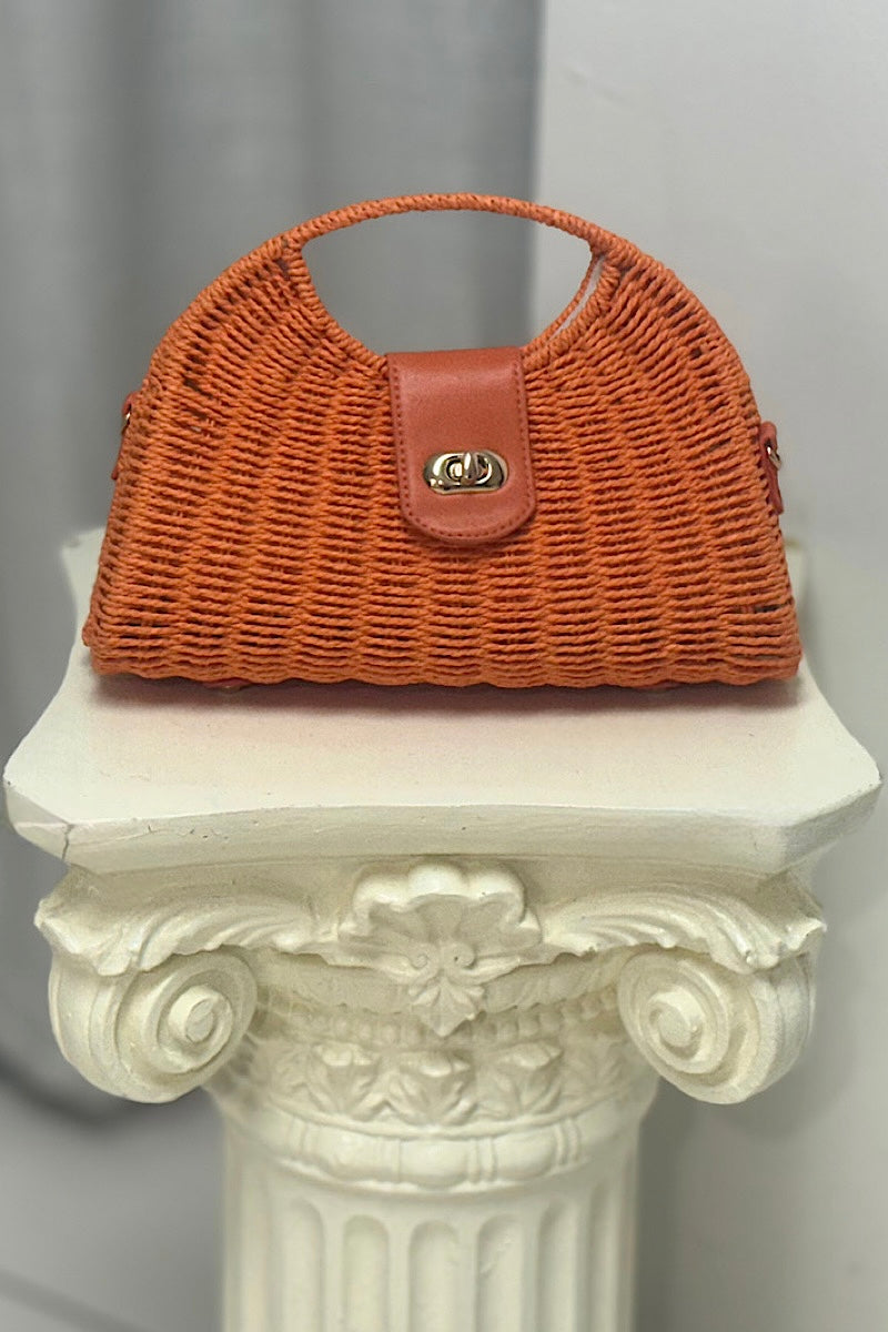 Structured Raffia Handle Bag