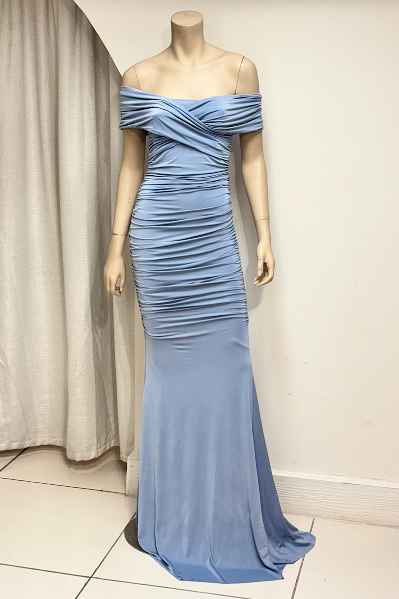 Ruched Criss-Cross Off-Shoulder Formal