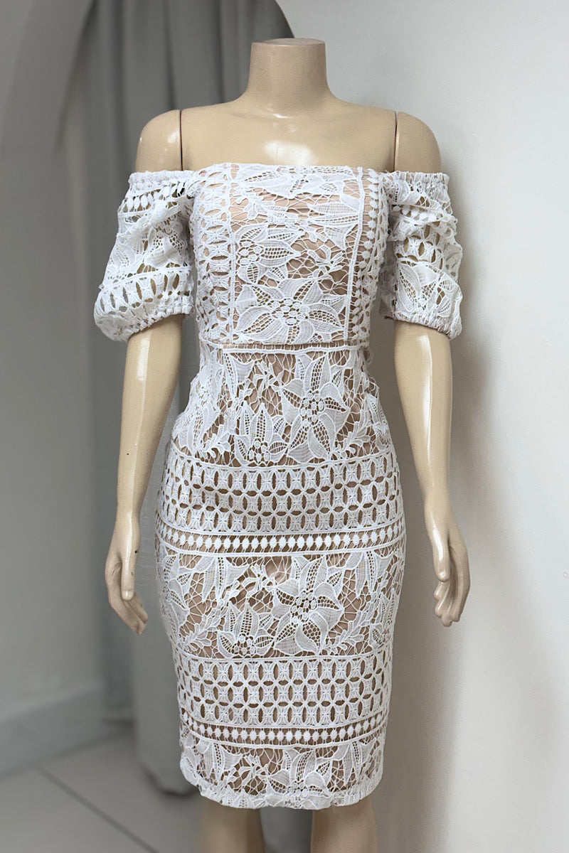 White Curvy Lace Dress