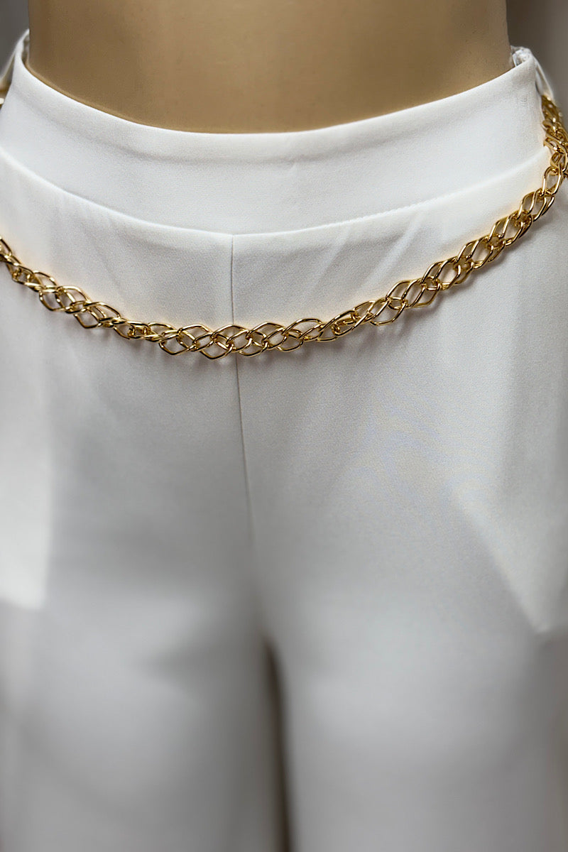 Wide Legged Gold Chain Split Pant