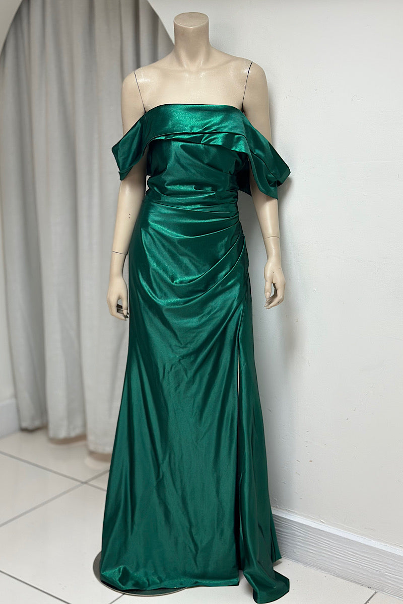 Off-Shoulder Ruched Shimmer Formal