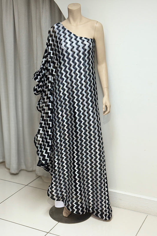 One Shoulder Zig-Zag Tunic Jumpsuit