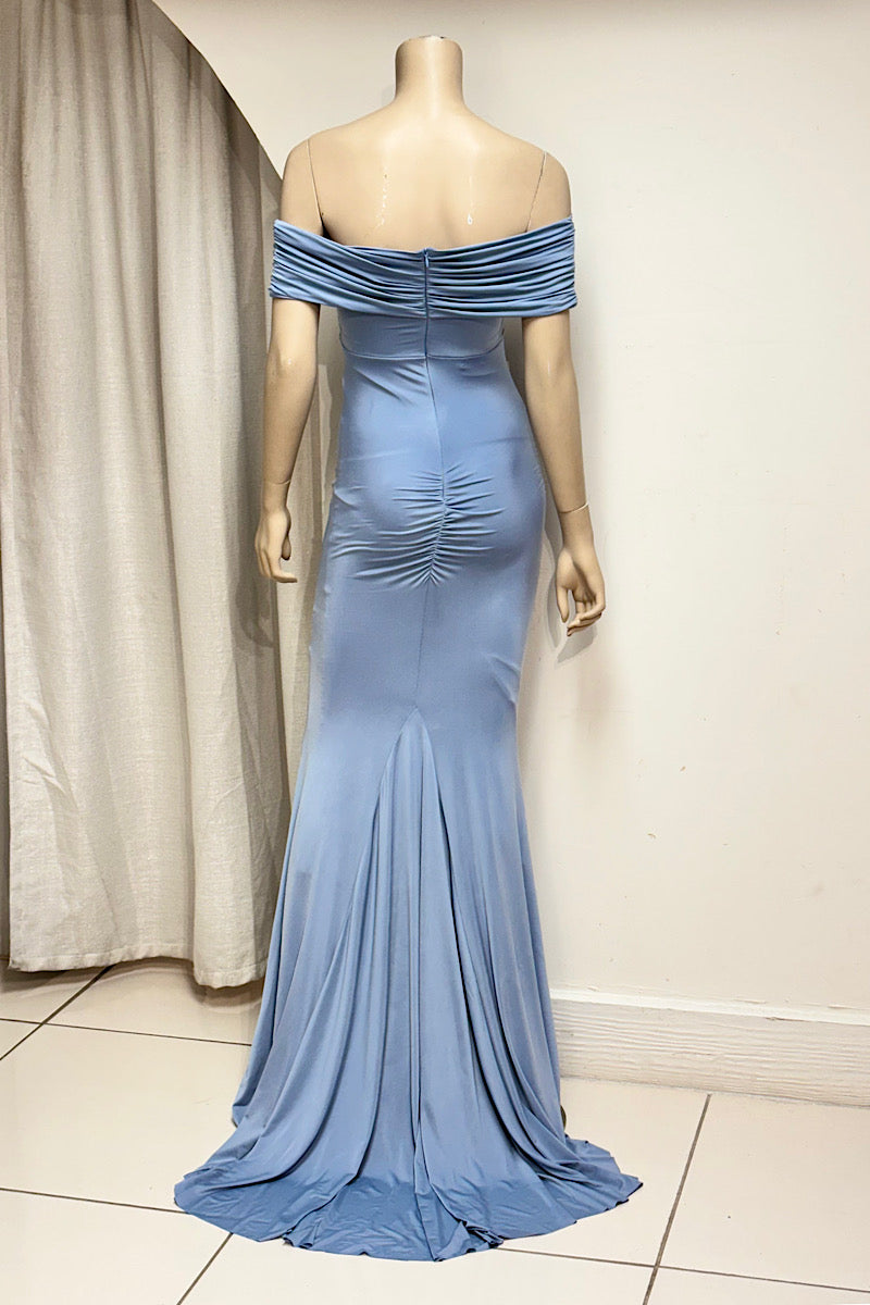 Ruched Criss-Cross Off-Shoulder Formal