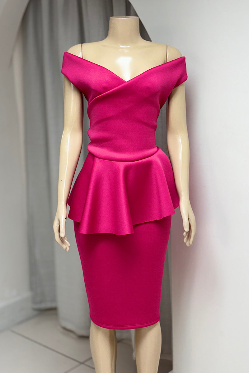 Curvy Peplum Scuba Dress