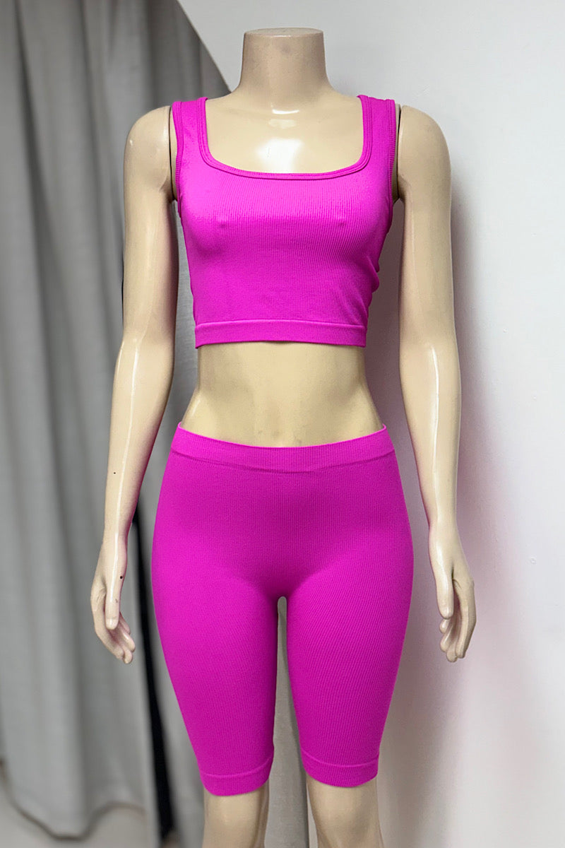 Sleeveless Crop Tank and Tights Set