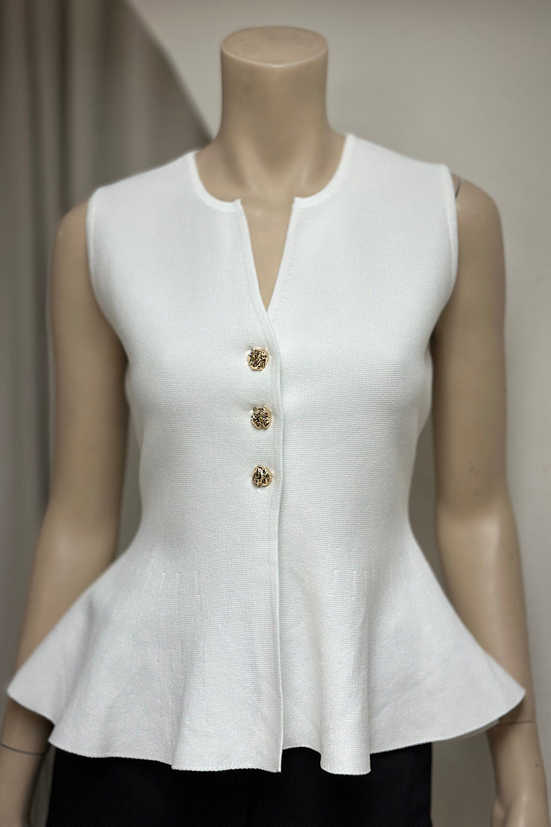 Gold Button Vest Top