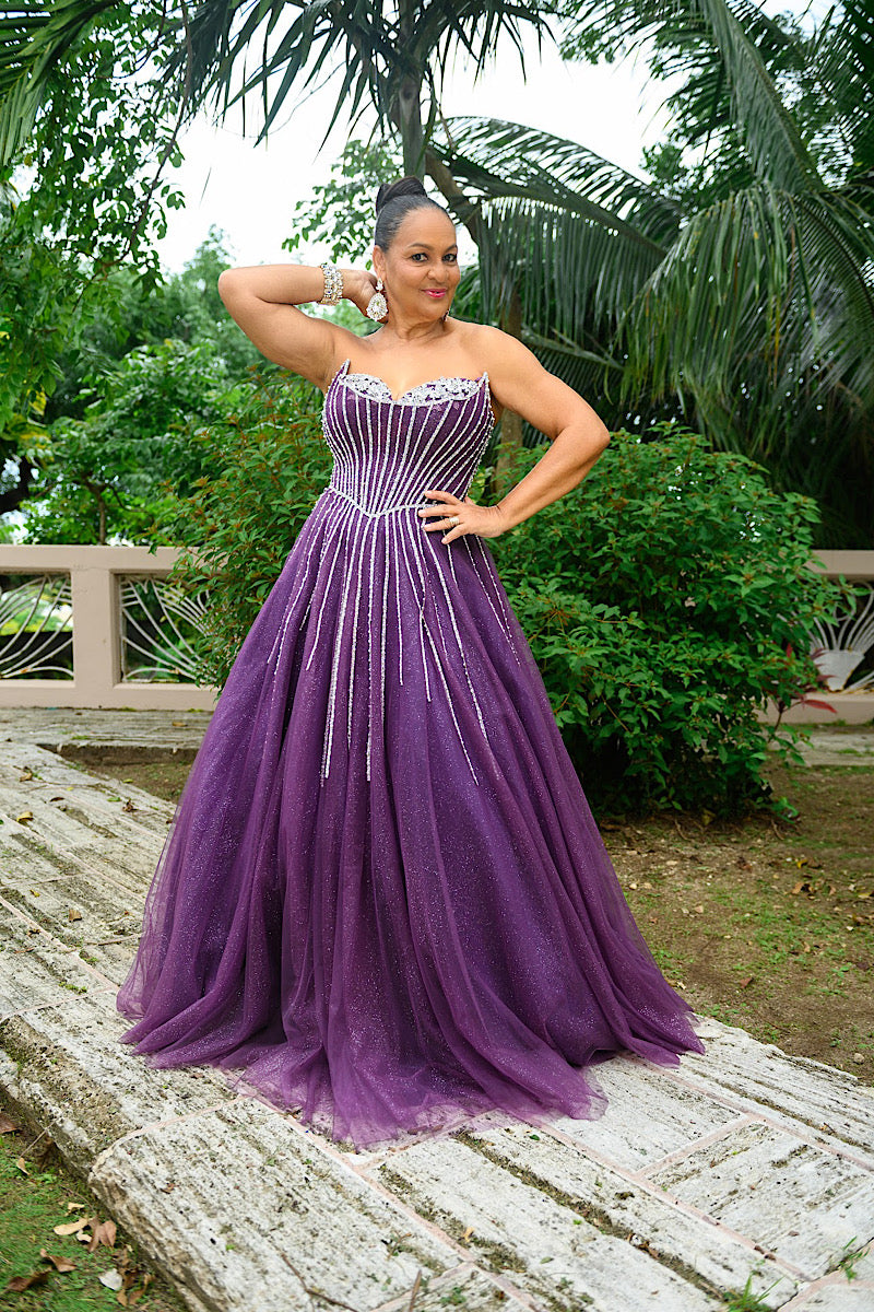 Embellished Shimmer Corset Ball Gown