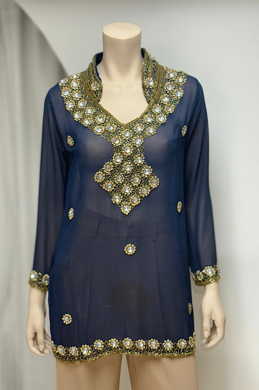 Beaded Rhinestone Embellished Tunic