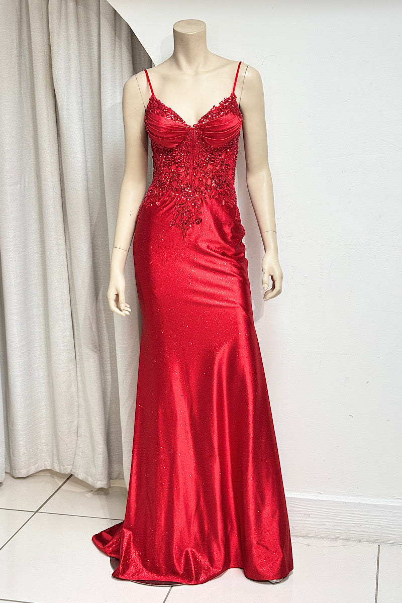 Embroidered Beaded Shimmer Bottom Fitted Formal