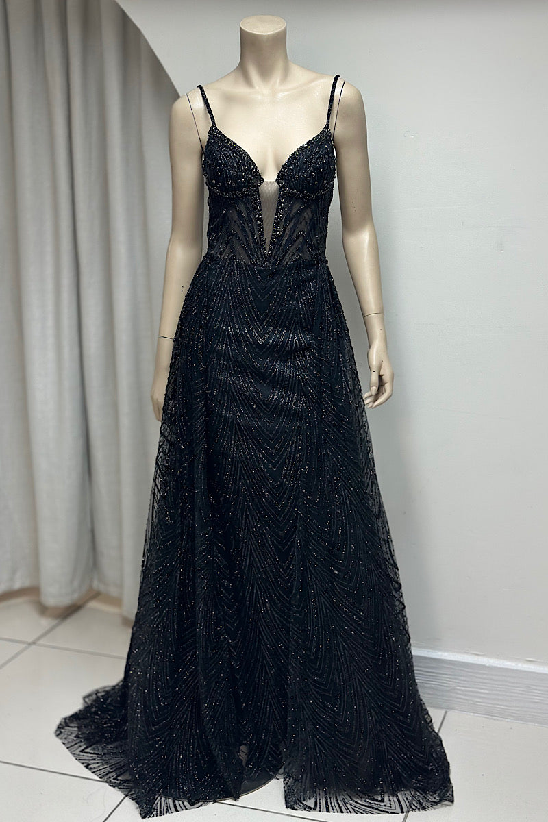 Embellished Detachable Overskirt Glitter Formal