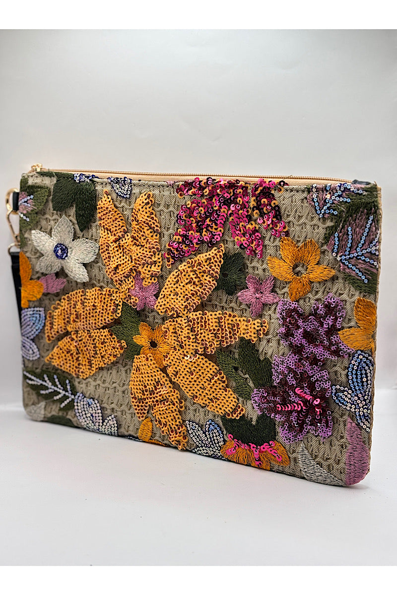 Embroidered Sequin Floral Bag