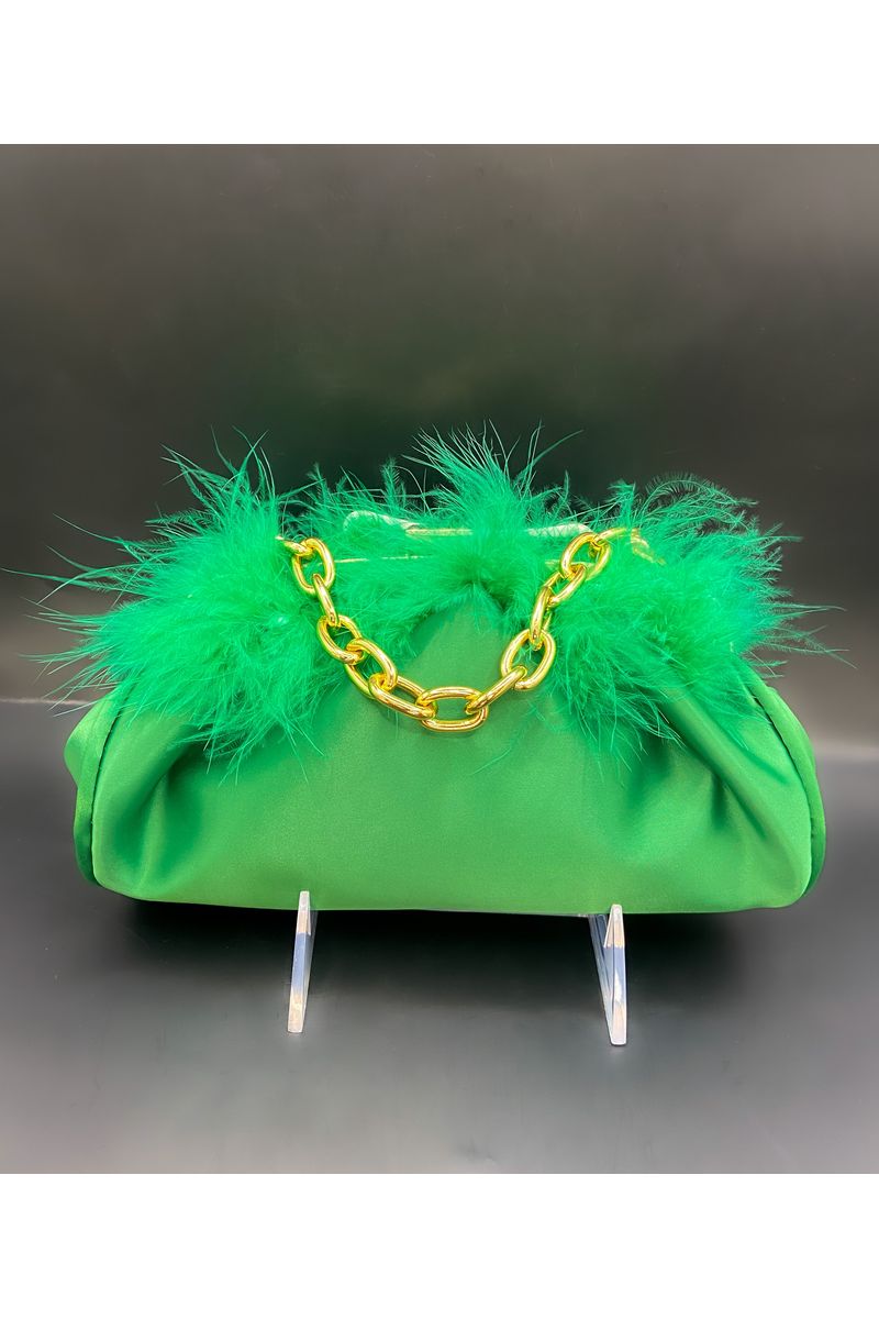 Furry Gold Chain Clutch Bag