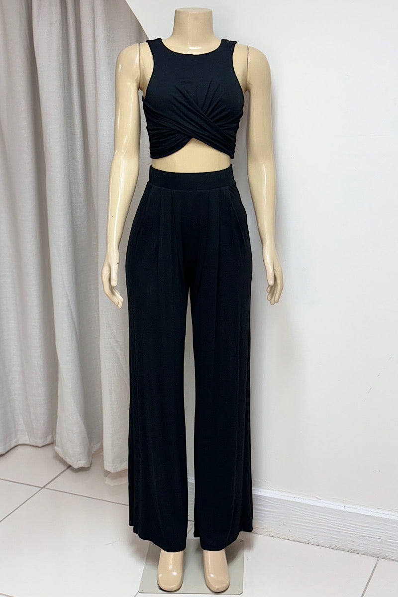 Wide Leg Knot Crop Set