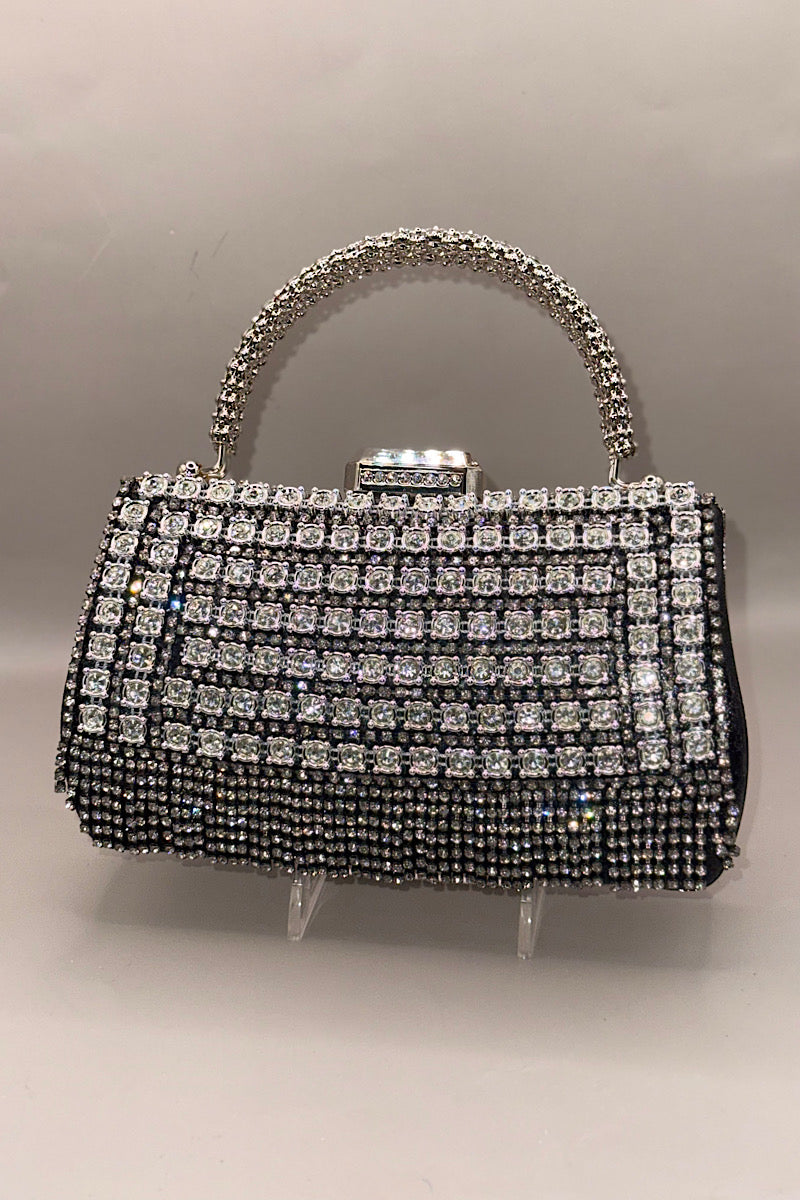 Rhinestone Beaded Handle Hand Bag