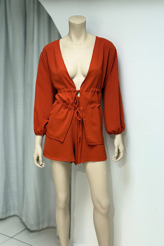 Flowy Tie Top Short Pant Set