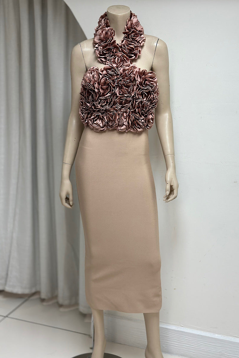 Rosette Halter Bandage Dress