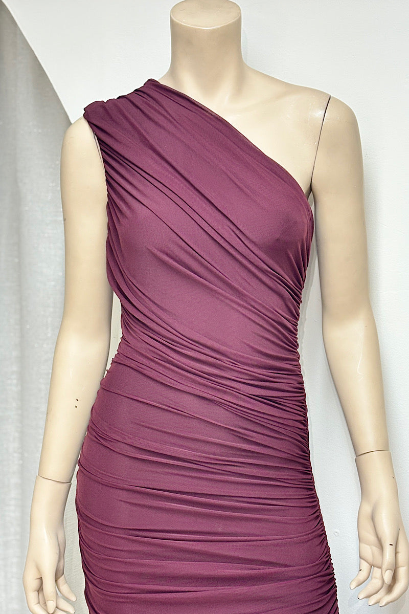 One Shoulder Mesh Maxi Dress