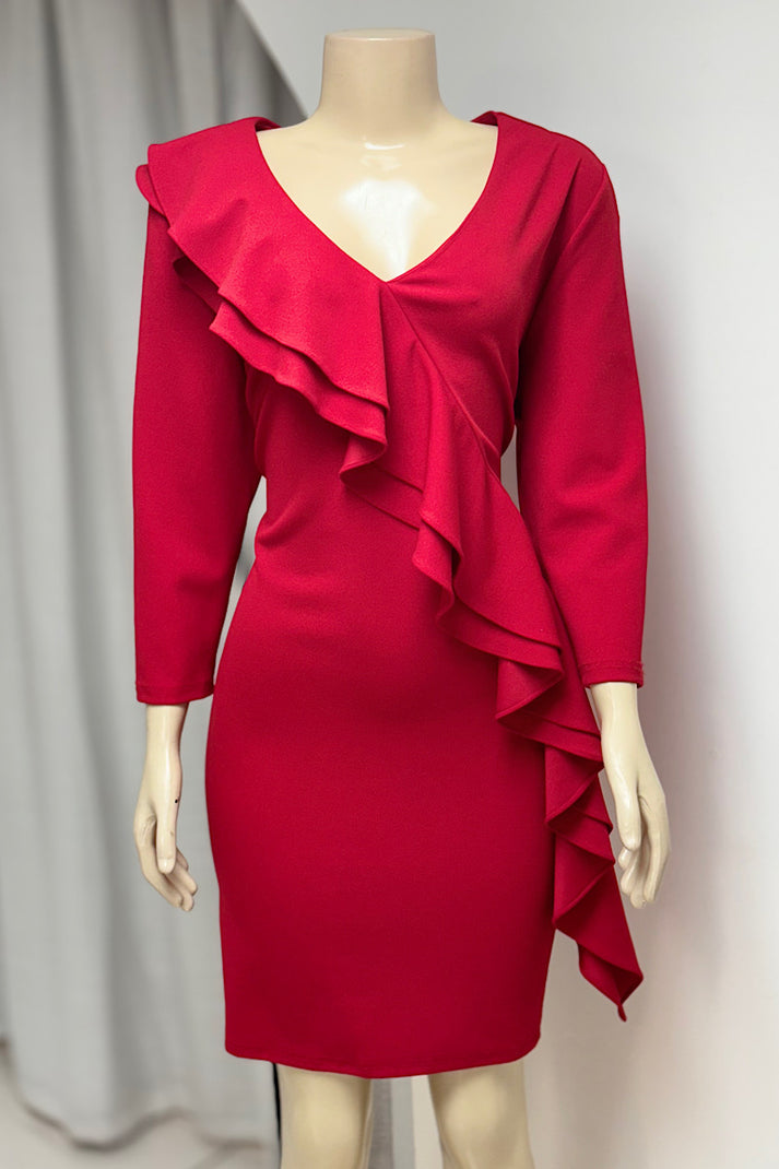 Curvy Ruffle Cross Dress – Flaunt It