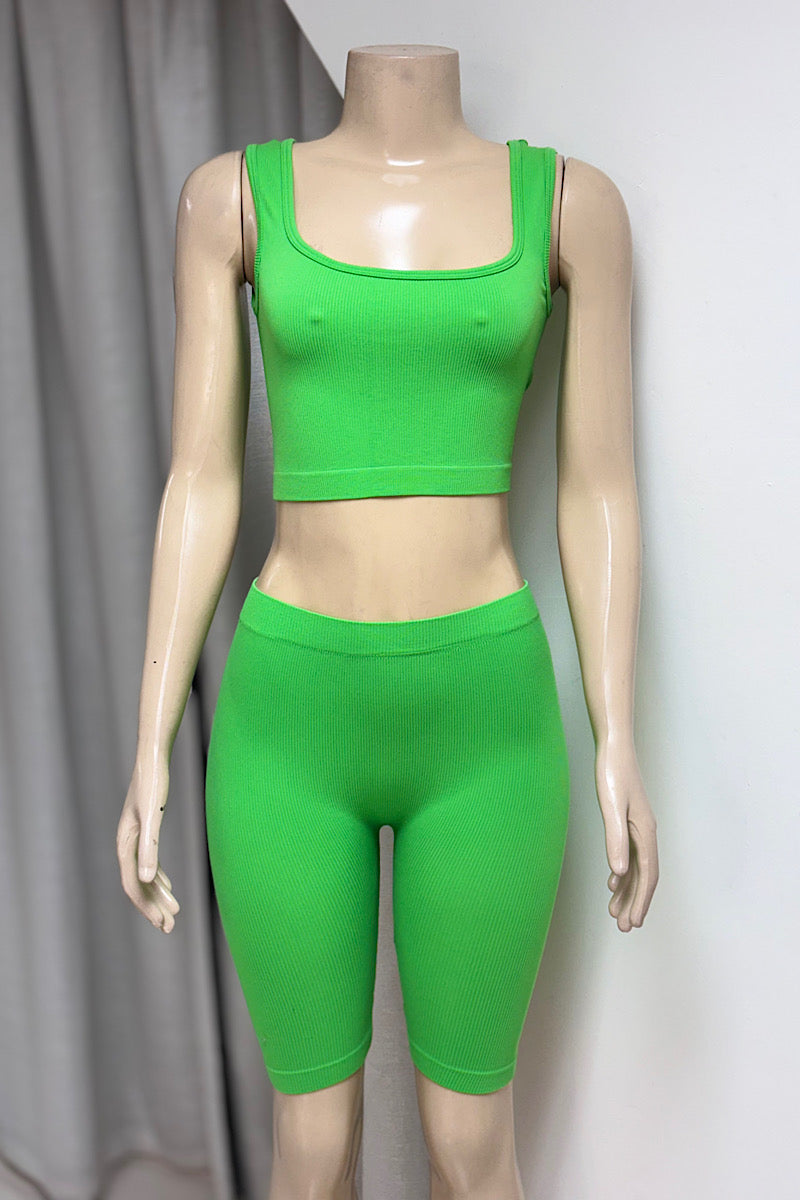 Sleeveless Crop Tank and Tights Set