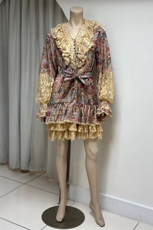 Lace Detail Floral Shift Dress