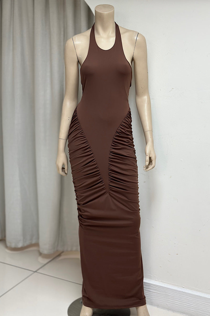 Fitted Halter Basque Waist Dress