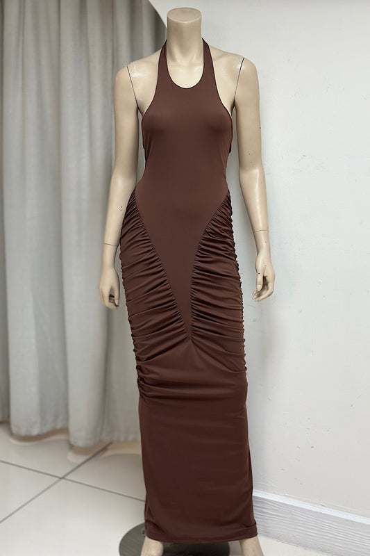 Fitted Halter Basque Waist Dress