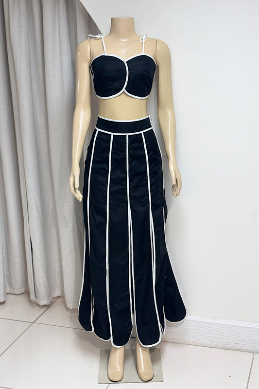 Bralette Piping Skirt Set