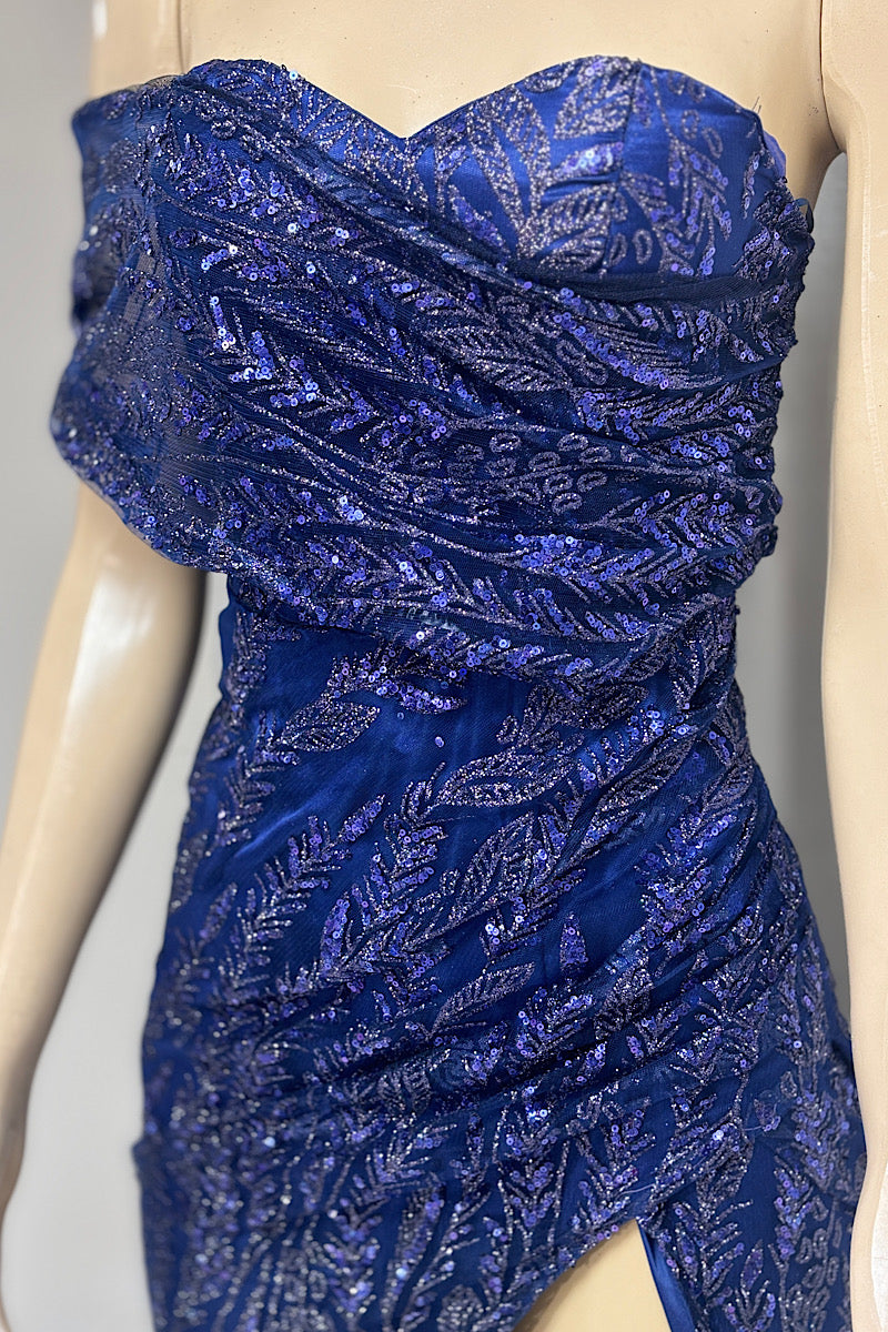 One Shoulder Sash Glitter Formal