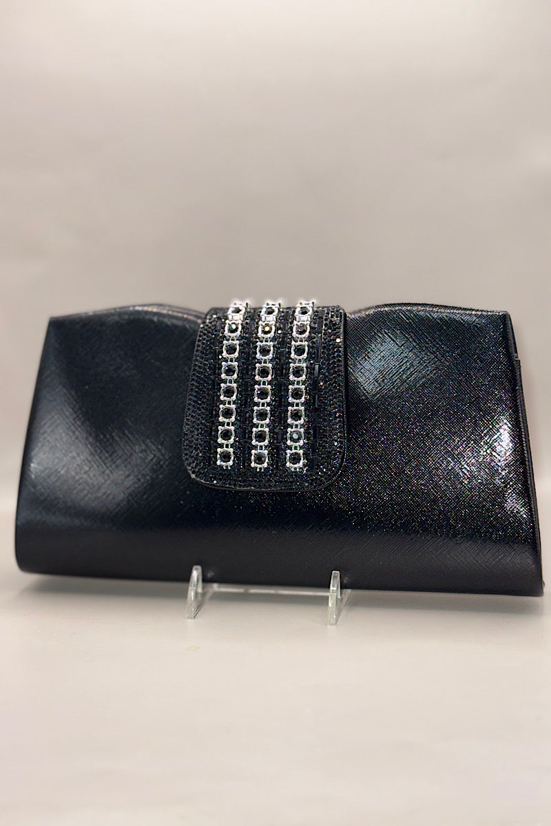Rhinestone Clasp Fold-Over Clutch