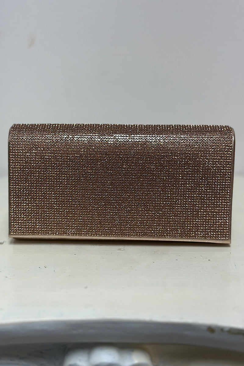 Rhinestone Fold-Over Clutch Bag