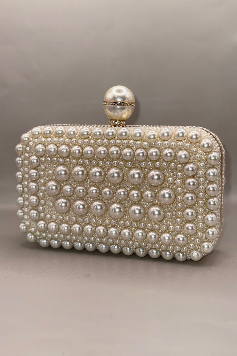 Pearl Detail Decorated Clutch
