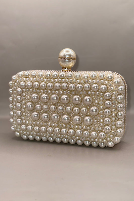 Pearl Detail Decorated Clutch