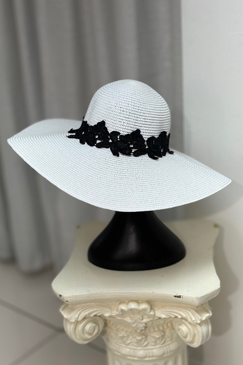 Wide Brim Lace Detail Hat