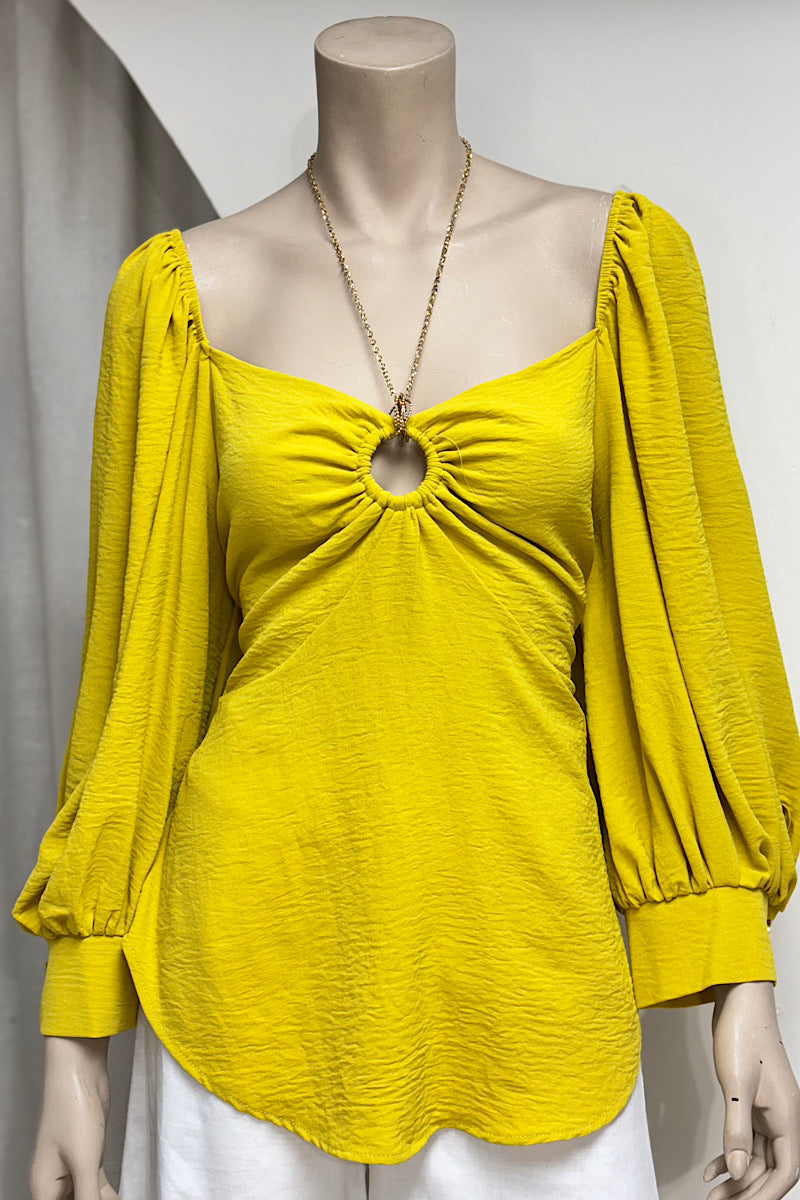 Chain Detail Off-Shoulder Flowy Top