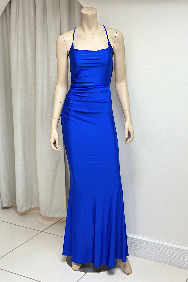 Fitted Ruched Drawstring Formal Dress