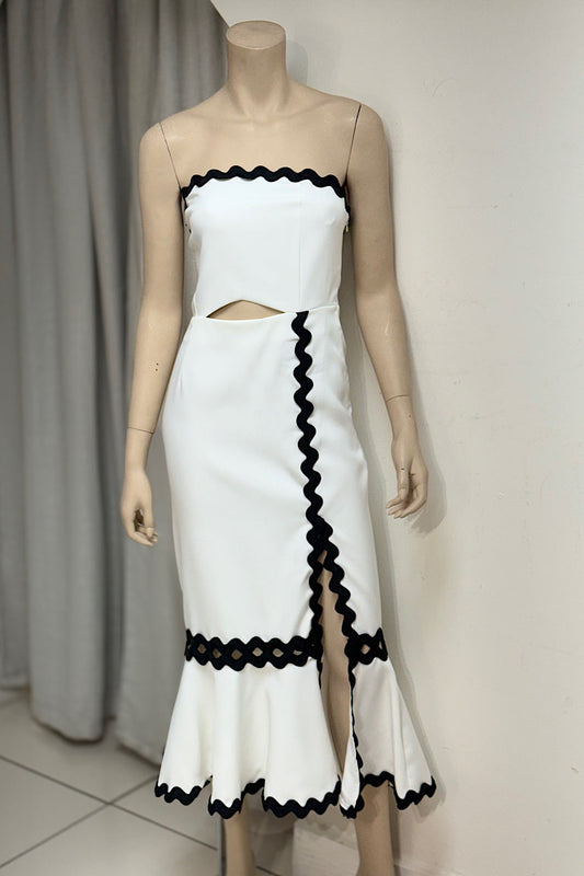 Rick-Rack Tube Cut-Out Midi Dress