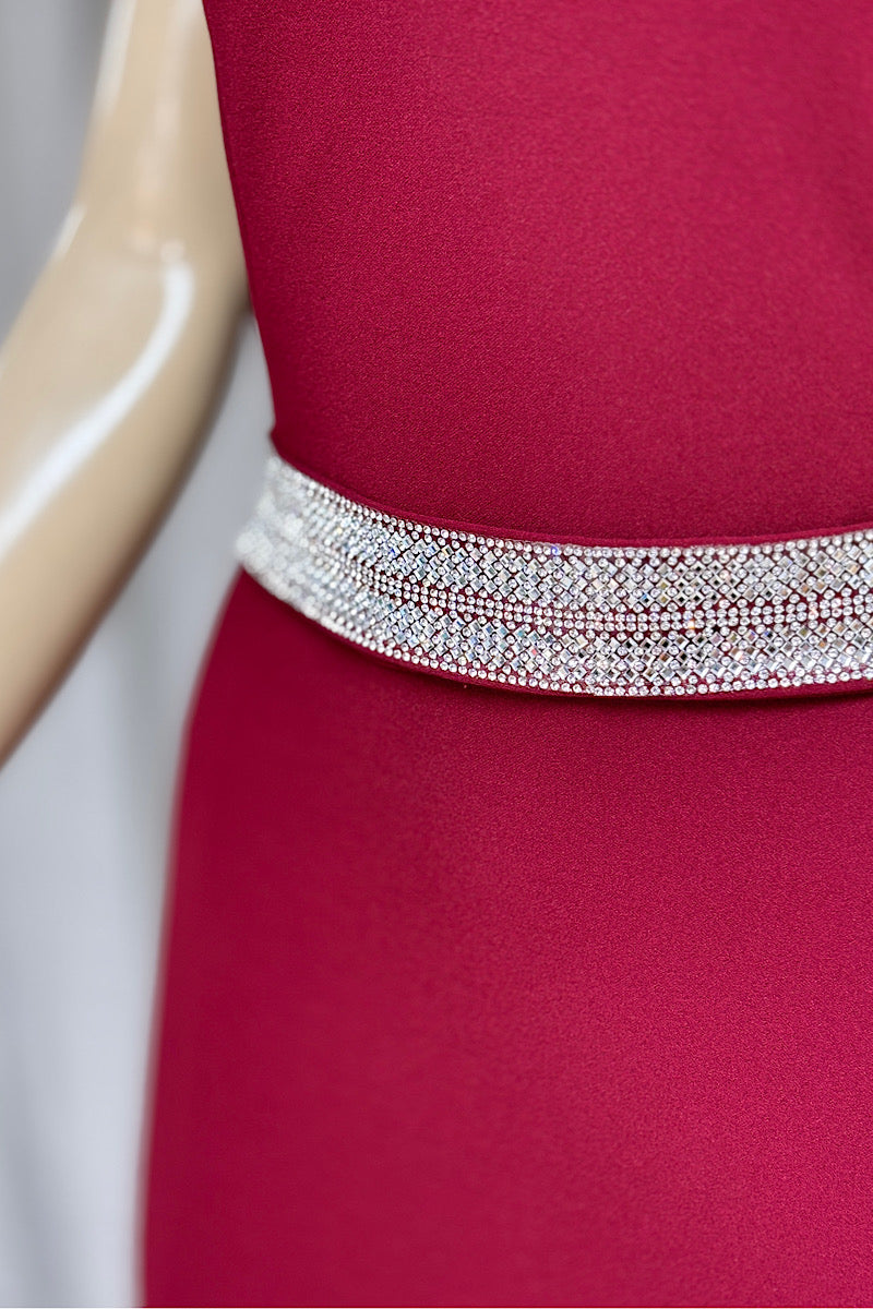 Off The Shoulder Rhinestone Belt Formal