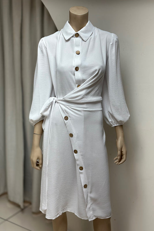 Collared Flowy Wrap Dress