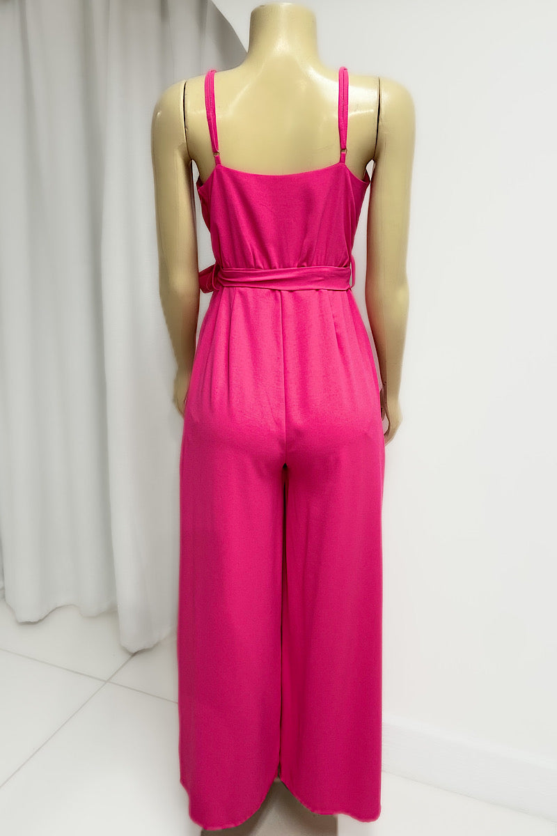 Spaghetti Strap Tie Waist Jumpsuit