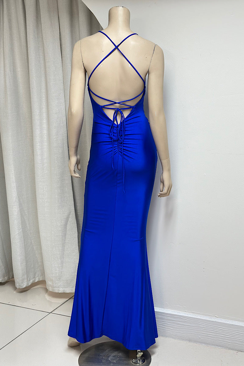 Fitted Ruched Drawstring Formal Dress