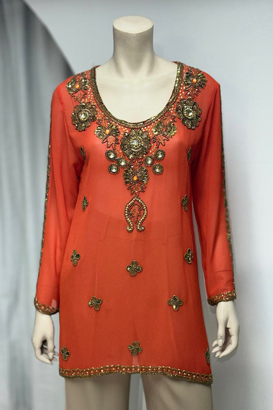 Beaded Flower Design Tunic