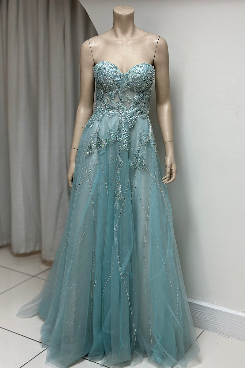 Strapless Beaded Mermaid Tulle Formal