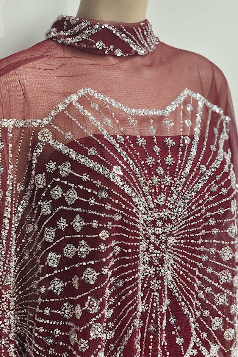 Beaded Overlay Flowy Formal