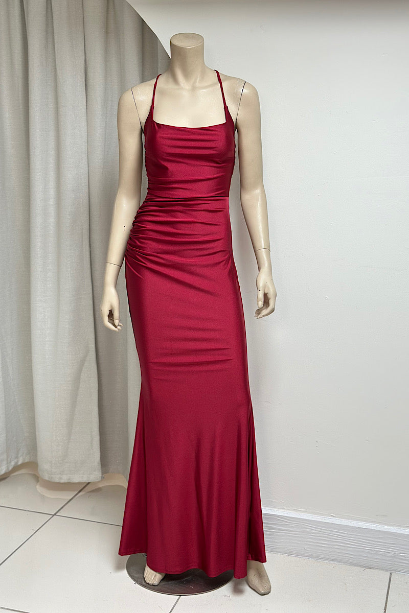 Fitted Ruched Drawstring Formal Dress